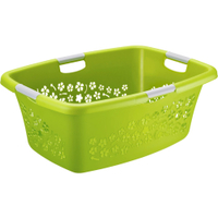 Rotho Wäschekorb FLOWERS,  50 Liter 1756790000,  Farbe: grün/weiß