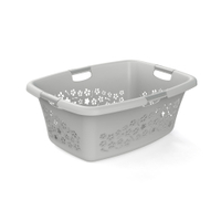 Rotho Wäschekorb FLOWERS,  50 Liter 1756790002,  Farbe: grau