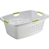 Rotho Wäschekorb FLOWERS,  50 Liter 1756790002,  Farbe: grau/grün