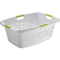Rotho Wäschekorb FLOWERS,  50 Liter 1756790002,  Farbe: grau/grün