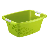 Rotho Wäschewanne FLOWERS,  25 Liter,  ideal für die Handwäsche 1756690000,  Farbe: grün/weiß