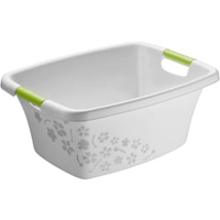 Rotho Wäschewanne FLOWERS,  25 Liter,  ideal für die Handwäsche 1756690002,  Farbe: grau/grün