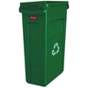 Rubbermaid Abfalleimer Slim Jim,  87 Liter Farbe: grün mit Recycling-Logo
