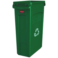 Rubbermaid Abfalleimer Slim Jim,  87 Liter Farbe: grün mit Recycling-Logo