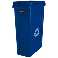Rubbermaid Abfalleimer Slim Jim,  87 Liter FG354007BLUE,  Farbe: blau mit Recycling-Logo