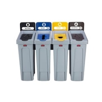 Rubbermaid Mülltrennsystem Slim Jim,  4 Fächer à 87 Liter 2057608,  Farben: schwarz/blau/gelb/braun