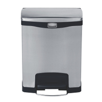Rubbermaid Tretmülleimer Slim Jim Step-On,  Edelstahl,  30 Liter 1901985,  Farbe: schwarz