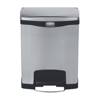 Rubbermaid Tretmülleimer Slim Jim Step-On,  Edelstahl,  30 Liter 1901987,  Farbe: schwarz mit dualem Inneneimer