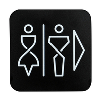 SanTRAL WC Schild Damen und Herren,  Mattschwarz,  selbstklebend 1423212,  1 Stück,  Pfeil rechts