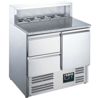 SARO Pizzatisch EPS 900 1/2,  1 Tür + 2 Schubladen 465-1045,  Maße (L x B x H): 700 x 903 x 861/1086 mm