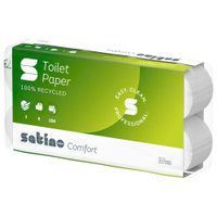 Satino comfort Kleinrollen Toilettenpapier,  hochweiß,  MT1 037060 ,  1 Paket = 9 Packungen x 8 Rollen à 250 Blatt