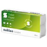 Satino comfort Toilettenpapier,  hochweiß,  9, 4 x 11 cm,  MT1 060740,  1 Paket = 8 Packungen = 8 Rollen à 250 Blatt