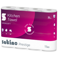 Satino Prestige Küchenrolle,  hochweiß,  3-lagig 175880,  1 Packung = 4 Rollen à 64 Blatt