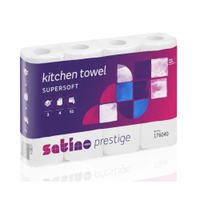 Satino Prestige Küchenrollen,  3-lagig,  hochweiß 176040,  1 Paket = 8 Packungen x 4 Rollen à 51 Blatt