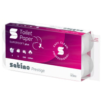 Satino prestige Toilettenpapier,  4-lagig,  MT1,  hochweiß 043950,  1 Packung = 8 Rollen à 150 Blatt