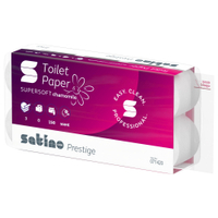 Satino Prestige Toilettenpapier Kamille,  3-lagig,  MT1-kompatibel 071420,  1 Karton = 8 Packungen à 8 Rollen à 150 Blatt