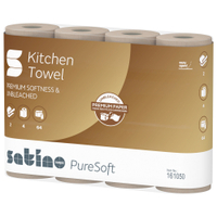 Satino PureSoft Küchenrolle,  2-lagig,  26 x 22 cm 161050,  1 Packung = 4 Rollen à 64 Blatt
