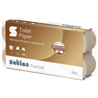 Satino PureSoft Toilettenpapier,  soft beige,  3-lagig,  MT1 076980,  1 Packung = 8 Rollen à 250 Blatt