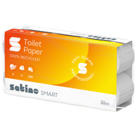 Satino smart Toilettenpapier,  weiß,  9, 5 x 11 cm,  MT1-kompatibel 060610,  1 Paket = 8 Packungen x 8 Rollen à 250 Blatt