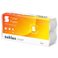 Satino smart Toilettenpapier,  weiß,  9, 5 x 11 cm,  MT1-kompatibel 060640,  1 Paket = 6 x 8 = 48 Rollen á 400 Blatt