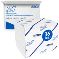 SCOTT Control™ 36 Toilet Tissue Toilettenpapier,  2-lagig 8508,  1 Karton = 36 x 250 = 9.000 Blatt