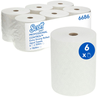 Scott Control™ Handtuchrollen Extra Strong,  1-lagig,  weiß 6686,  1 Paket = 6 Rollen à 304 m = 1824 m