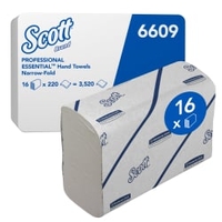 SCOTT Essential™ Papierhandtücher,  2-lagig,  18, 6 x 21, 2 cm 6609,  1 Karton = 16 Packungen à 220 Blatt = 3520 Blatt