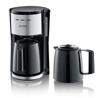 SEVERIN Filterkaffeemaschine mit 2 Thermokannen,  1000W,  AUTO-aus KA 9308,  1 Kaffeemaschine inkl. 2 Kannen,  Farbe: schwarz und silber