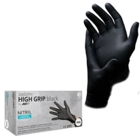 SolidSafety HIGH GRIP Nitrilhandschuhe,  puderfrei,  schwarz 081312-S,  1 Karton = 10 Packungen à 100 Stück,  Größe S
