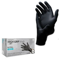 SolidSafety HIGH GRIP Nitrilhandschuhe,  puderfrei,  schwarz 081312-S,  1 Packung = 100 Stück,  Größe S