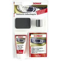 SONAX Scheinwerfer Aufbereitungsset,  2-teilig 04059410,  1 Set für 2 Anwendungen à je 2 Scheinwerfer