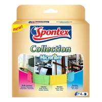 Spontex Collection Microfibre,  Mikrofasertücher-Set,  4-teilig 97.044.095,  1 Set = 4 Tücher,  farbig sortiert