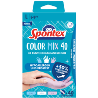 Spontex Color Mix Einmalhandschuhe,  hypoallergen,  3 Farben 12979158,  1 Packung = 40 Stück,  Größe: 8 - 8, 5