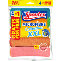 Spontex Microfibre Collection Mikrofasertücher,  waschbar bis 60°C 19780037,  1 Packung = 5 Mikrofasertücher