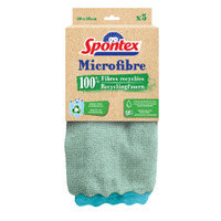 Spontex Microfibre Mikrofasertücher,  recycelte Fasern 19700177,  1 Packung = 5 Mikrofasertücher