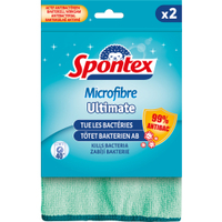 Spontex Microfibre Ultimate Mikrofasertücher,  waschbar bis 40 °C 19700234,  1 Packung = 2 Mikrofasertücher