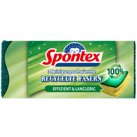 Spontex Recycelte Fasern Schwamm,  mit Scheuerseite 19400115,  1 Packung = 3 Schwämme
