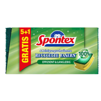 Spontex Reinigungsschwamm Recycelte Fasern,  5+1 19400116,  1 Packung = 5 + 1 Stück