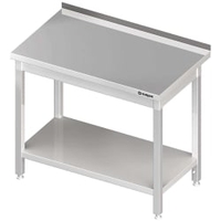 Stalgast Arbeitstisch,  Tiefe 600 mm,  mit Grundboden,  Edelstahl DAT10652A,  Maße: (B x T x H) 1000 x 600 x 850 mm,  Selbstmontage