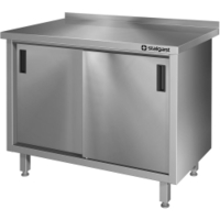 Stalgast Edelstahl Arbeitsschrank mit Schiebetüren,  Aufkantung VAS10752A,  Maße: (B x T x H) 1000 x 700 x 850 mm,  verschweißt
