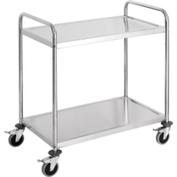 Stalgast Servierwagen Edelstahl,  150kg Traglast,  2 Borde LT0705002,  1 Stück - mit Griff,  (B x H x T): 86 x 92 x 54 cm