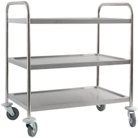 Stalgast Servierwagen Edelstahl,  225kg Traglast,  3 Borde LT0705003,  1 Stück - mit Griff