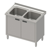Stalgast Spüle mit Unterschrank 1 Becken,  Flügeltüren,  Edelstahl VSK10652A,  Maße: (B x T x H) 1000 x 600 x 850 mm,  verschweißt