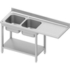 Stalgast Spültisch ECO,  mit Boden und Becken,  AISI201 Edelstahl DST16769LA,  Maße (B x T x H): 1600 x 700 x 900 mm,  zwei Becken links