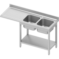 Stalgast Spültisch ECO,  mit Boden und Becken,  AISI201 Edelstahl DST16769RA,  Maße (B x T x H): 1600 x 700 x 900 mm,  zwei Becken rechts