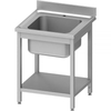 Stalgast Spültisch ECO,  T 600,  ein Spülbecken,  AISI201 Edelstahl DST06661A,  Maße (B x T x H): 600 x 600 x 850 mm