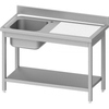 Stalgast Spültisch ECO,  T 600,  ein Spülbecken,  AISI201 Edelstahl DST12661LA,  Maße (B x T x H): 1200 x 600 x 850 mm,  Becken links