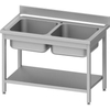 Stalgast Spültisch ECO,  T 700,  zwei Spülbecken,  AISI201 Edelstahl DST10763A,  Maße (B x T x H): 1000 x 700 x 850 mm
