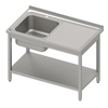 Stalgast Spültisch mit Grundboden,  1 Becken links,  Edelstahl VST12621LA,  Maße: (B x T x H) 1200 x 600 x 850 mm,  verschweißt