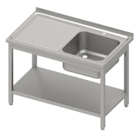 Stalgast Spültisch mit Grundboden,  Becken rechts,  Edelstahl DST10651RA,  Maße: (B x T x H) 1000 x 600 x 850 mm,  Selbstmontage